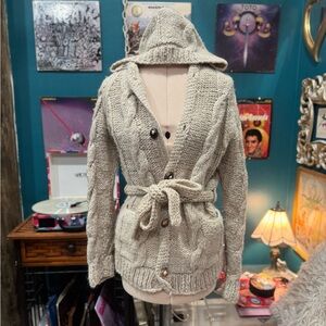 Wool Vintage Cardigan Tie Waist
